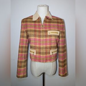 Mickey Unlimited Vintage Plaid Short Jacket With Corduroy Collar